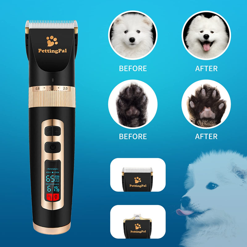 PettingPal Dog Grooming Clippers Professional Heavy Duty 2 in 1 Shaver with Small Trimmer Blade Quiet Rechargeable Cordless Electric Hair Cutting Kit for Dogs Cats Pets - PawsPlanet Australia