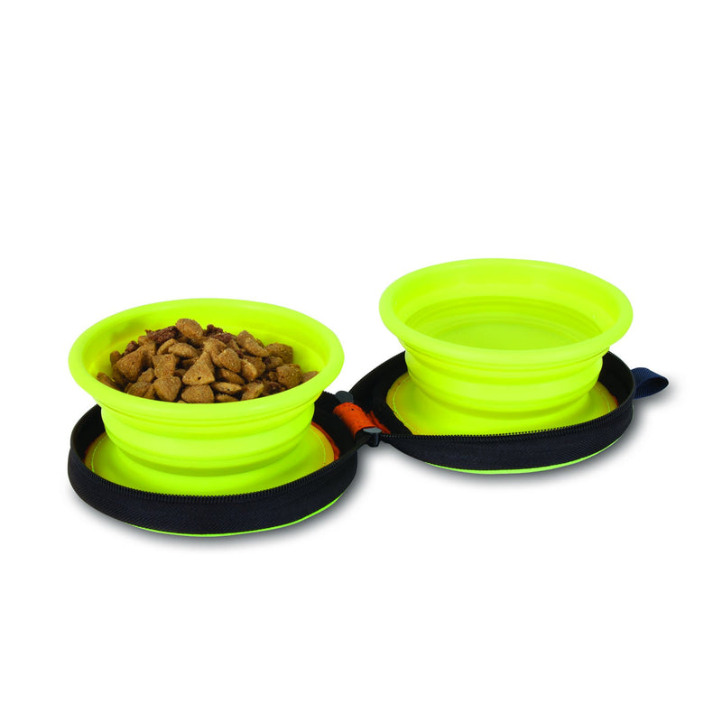 [Australia] - Petmate Silicone Duo Travel Bowl 3 CUP Navy Blue/Go Go Green 