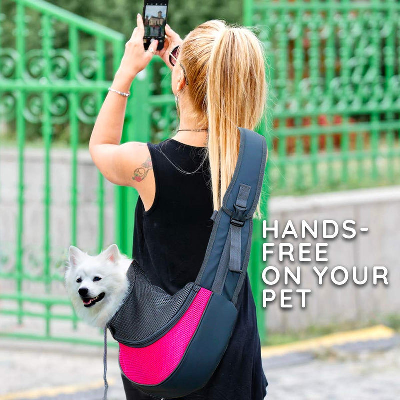 [Australia] - Zento Deals Pet Carrier Mesh Sling Bag - Premium Quality Adjustable Breathable Hands-Free Sling Bag, Stylish Design, Perfect for Travelers with Small Dogs and Cats 