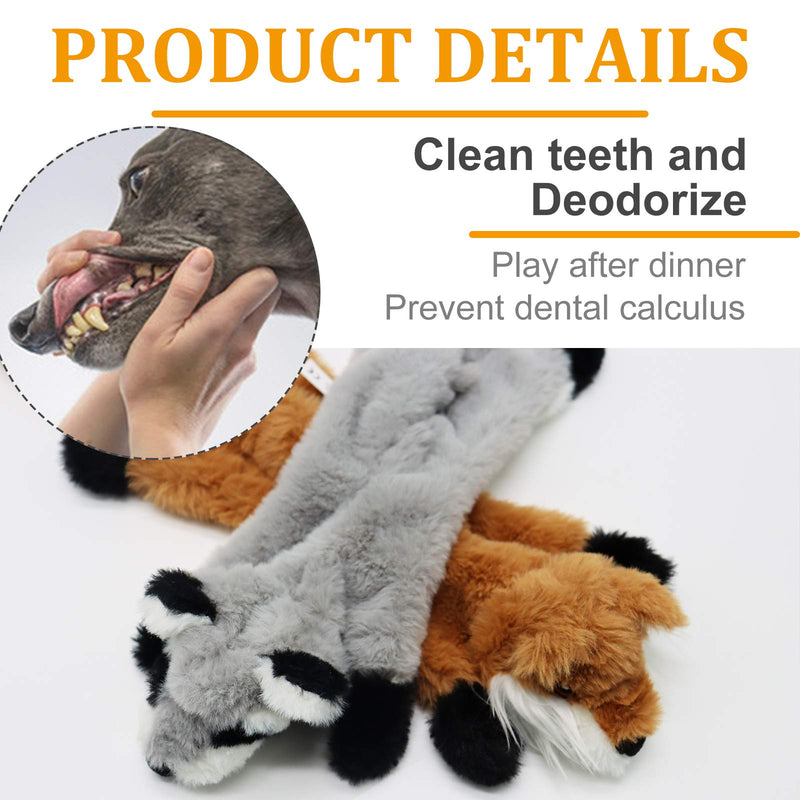 TOKINCEN 2PCS Squeaky Dog Toys Indestructible for Puppy, Squirrel Fox No Stuffing Plush Dog Toys, Interactive Stuffingless Dog Chew Toys with 2 Squeakers Durable Non-Toxic for Small Medium Dogs - PawsPlanet Australia