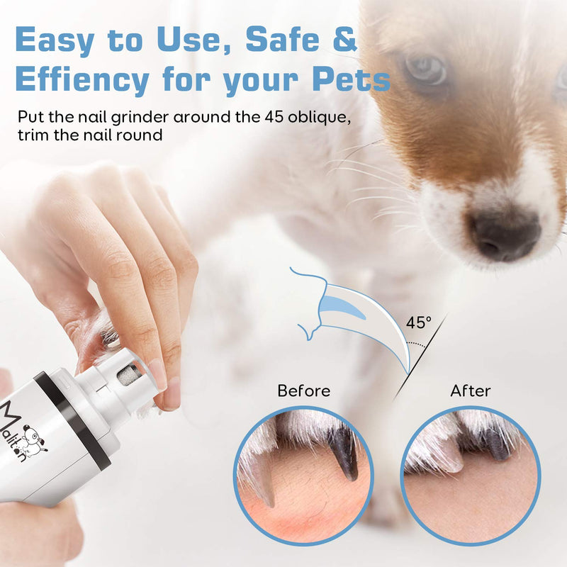 [Australia] - Dog Nail Grinder, Professional Dog Nail Trimmers with 2 Speed & 3 Ports | Electric Rechargeable Pet Nail Grinder for Large, Medium & Small Dogs Cats | Low Noise Pet Nail Trimmer Painless Paws Grooming 