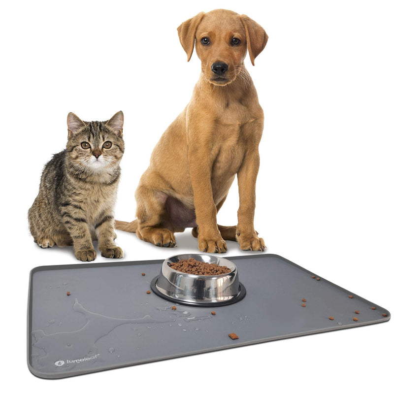 LumoLeaf Silicone Waterproof Anti-Slip Pet Food and Water Bowl Mat (22" x 13.5", Dark Grey) 22" x 13.5" - PawsPlanet Australia