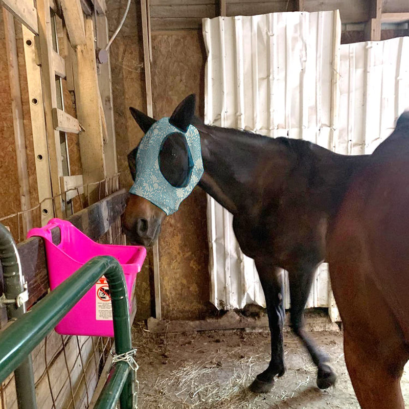 Fine Mesh Horse Head Cover, Horse Cover with Ears, Horse Fly Mask with Ears and Long Nose Protection（L,Sky Blue） Sky Blue - PawsPlanet Australia