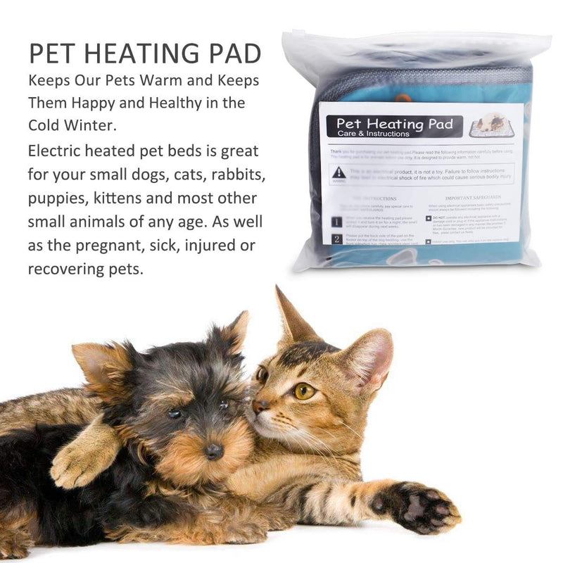 [Australia] - EACHON Heating Pad for Cats for Small Dogs Electric Heated Pet Beds Pets Warmer Safety Mats Adjustable Waterproof Chew Resistant Steel Cord (17.717.7 in Blue) 