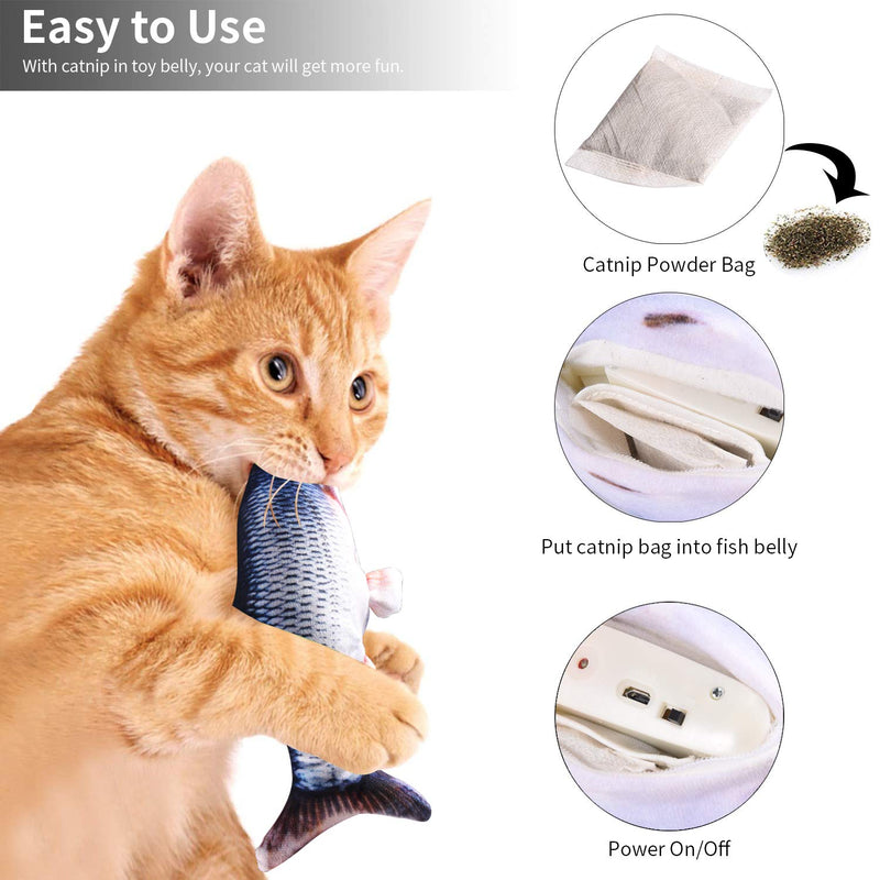 [Australia] - Geternal Simulation Electric Doll Fish Realistic Plush Wagging Fish Cat Interactive Toy Catnip Toys USB Charging Pets Chew Bite Supplies #1 