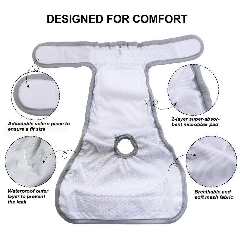 Hisprout Female Dog Diaper Reusable Washable Durable Doggie Diapers Pants (DDFM05) M Grey Footprints - PawsPlanet Australia