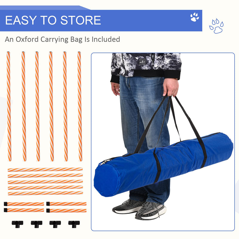 PawHut Dog Agility Training Equipment Pet Play Run Obstacle w/Weaves Poles Whistle Carrying Bag Outdoor Games Exercise - PawsPlanet Australia