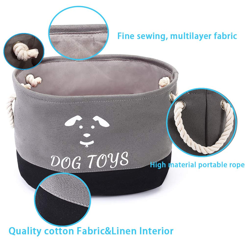 YANGDD Dog Toys Storage Bins, Pet Toy and Accessory Storage Basket, Foldable Felt Dog Toy Storage Basket Box for Organizing Pet Toys, Blankets, Leashes and Food - Grey - PawsPlanet Australia