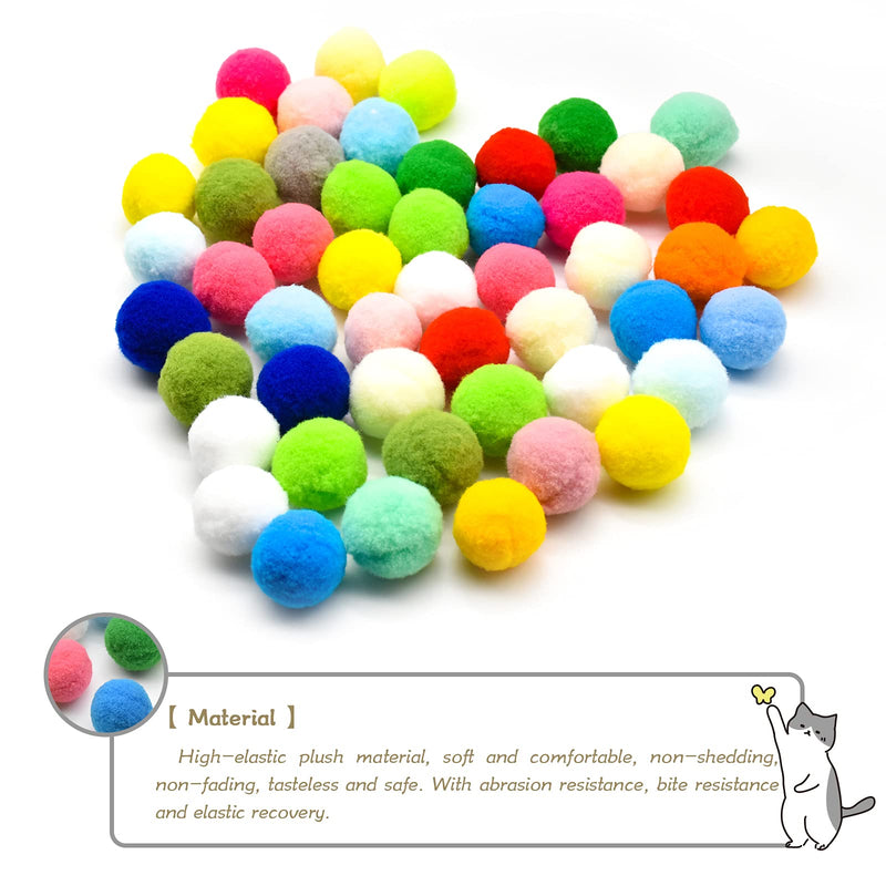 YMWALK Pack of 50 cat toy balls 3 cm, soft colorful cat balls, cat pompoms ball, kitten pet toy, plush scratching balls toy, interactive pet accessories for cats, kittens, dogs - PawsPlanet Australia