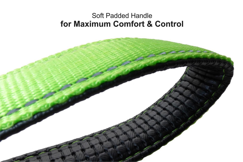 GoDoggie Reflective Dog Lead, Improved Dog Visibility & Safety, Reflective Stitching & Strips, Foam-Padded Comfy Handle, D-Ring, Premium Quality Components, Lifetime Guarantee, GREEN LARGE - PawsPlanet Australia