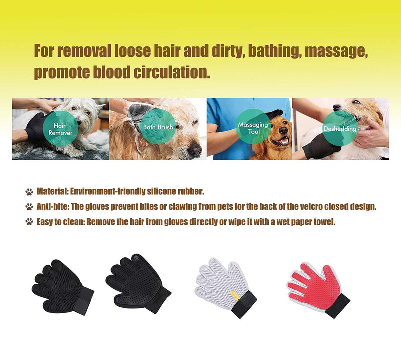 Merauno® Grooming Glove Pet Hair Remover Brush Massage Grooming Glove Dog Cat Massage Effect & Top Hair Protection (Black, 2 Gloves (One Pair)) Black 2 Gloves (One Pair) - PawsPlanet Australia