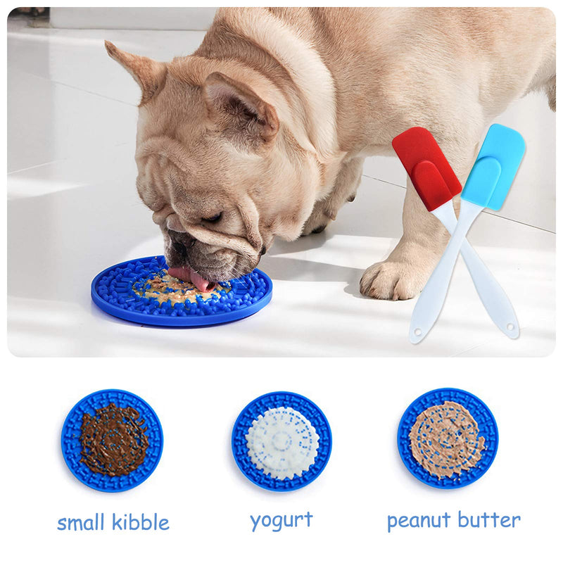 2 Pcs Dog Lick Pad, Silicone Slow Treater Dispensing Mat with Strong Suction Feeder Mat Washing Distraction Device Peanut Butter Mat with 2 Pcs Spatula Scraper for Pet Bathing Grooming Training - PawsPlanet Australia