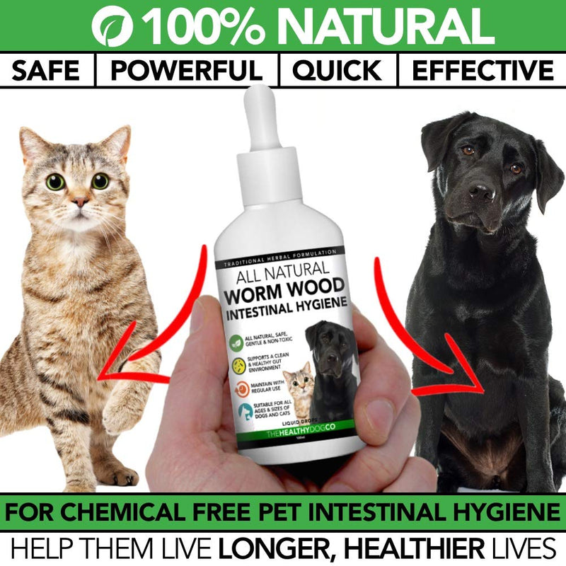 All Natural Worm Wood Intestinal Hygiene For Dogs & Cats | 100% Natural Alternative to Harmful Chemical Based Products | Easier Than Tablets For All Pets inc Rabbits Birds Ferrets | 1-2 Year Supply - PawsPlanet Australia