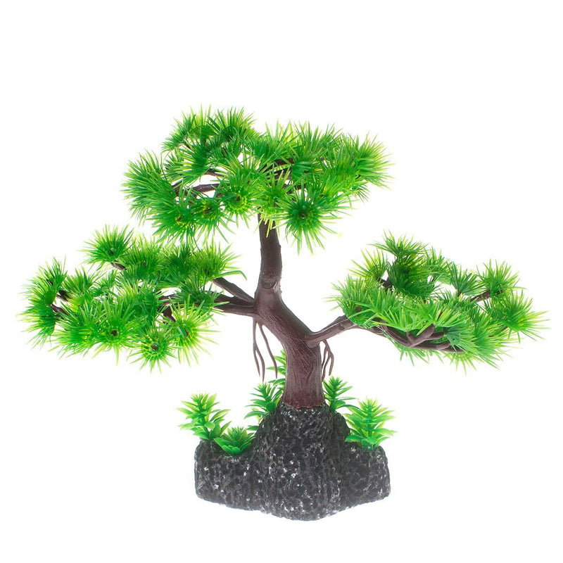 [Australia] - Saim Artificial Pine Tree Plastic Plant Decor for Aquarium Fish Tank Bonsai Ornament Red Green 7" Height 