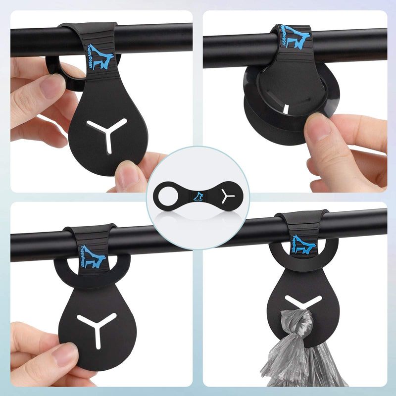 [Australia] - PuppyDoggy Dog Poop Bag Holder for Leash Black Waste Bag Carrier Holder for Leash Dispenser Accessory Bicycle 2 Pack 