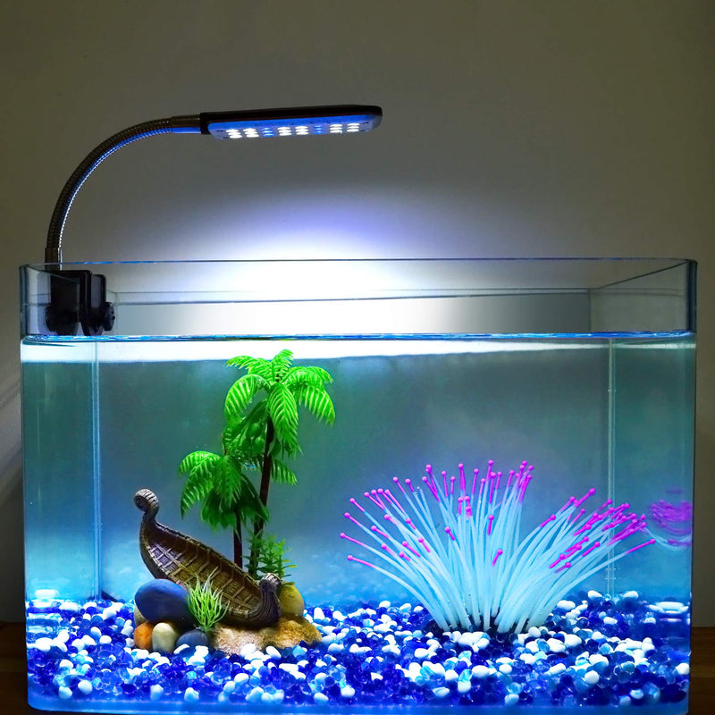 Aquarium Light Clip on Fish Tank Lighting Small Fish Light for Tanks Without Border, White and Blue LEDs - PawsPlanet Australia