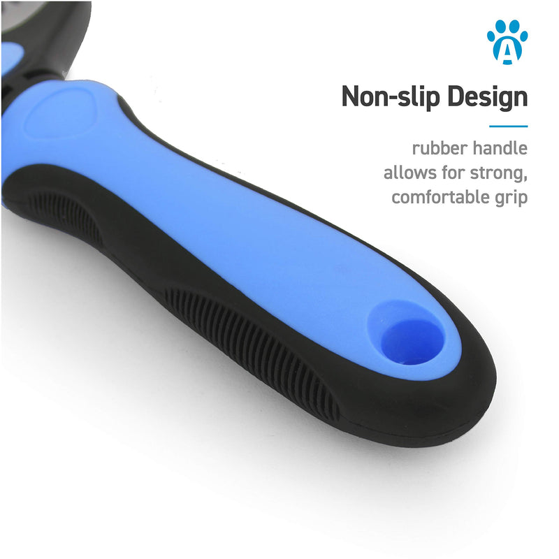 ANYPET Grooming Brush - Double Sided, Extra Wide Shedding and Dematting Undercoat Rake Comb for Dogs and Cats, Rabbits, Best On Long and Medium Fur/Hair Dogs Blue - PawsPlanet Australia