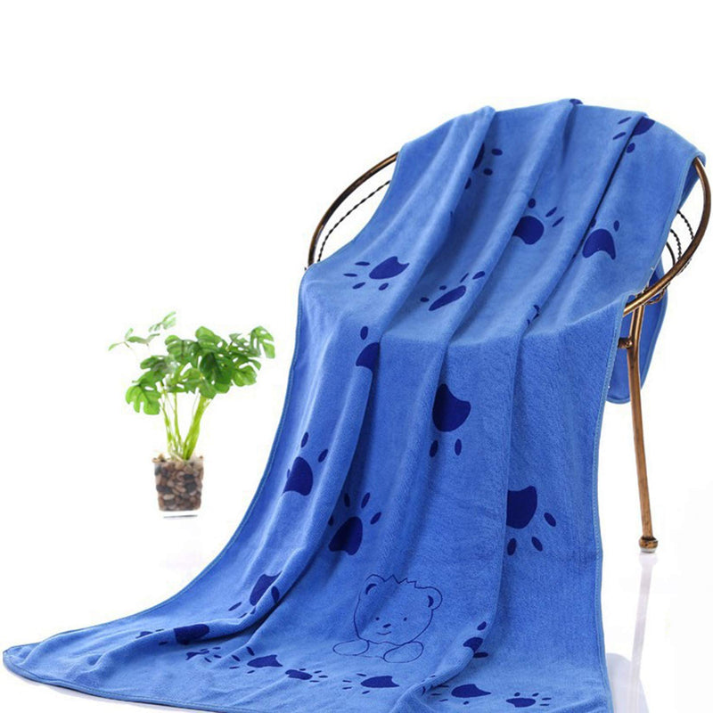 Yuer Microfibre Pet Towel Absorbent Microfibre Towel Oversized Drying Towel for Dog Cat Bath Grooming Blue 55x28 inches - PawsPlanet Australia