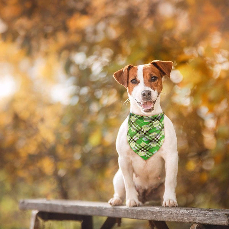 [Australia] - MEWTOGO 2pcs St. Patrick's Day Triangle Pet Dog Bibs Dog Bandanas Plaid-2 Set 