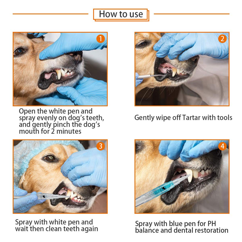 MEWTOGO 2pcs Pet Teeth Cleaning Kit- Dog Cat Tartar Teeth Stone Cleaning Tool Pet Cosmetic Toothbrush Teeth Whitening Repairing Tool for Your Dog - PawsPlanet Australia