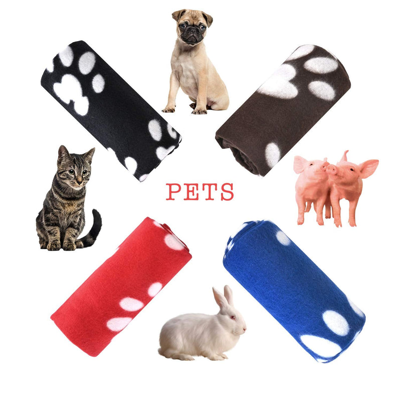 4Pack Dog Blanket, Juqiboom Cat Soft Warm Fleece Bed Cover, Mat Fluffy Blanket with Cute Paw Print for Puppy Kitten Home Using, Camping Mat, Car seat - PawsPlanet Australia