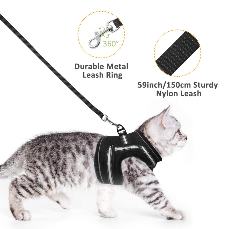 [Australia] - JOYO Cat Harness and Leash for Walking Escape Proof, Adjustable Cat Vest Harness Easy Control Petsafe Cat Leash and Harness Set with Reflective Strip for Small and Medium Cats (Small) 