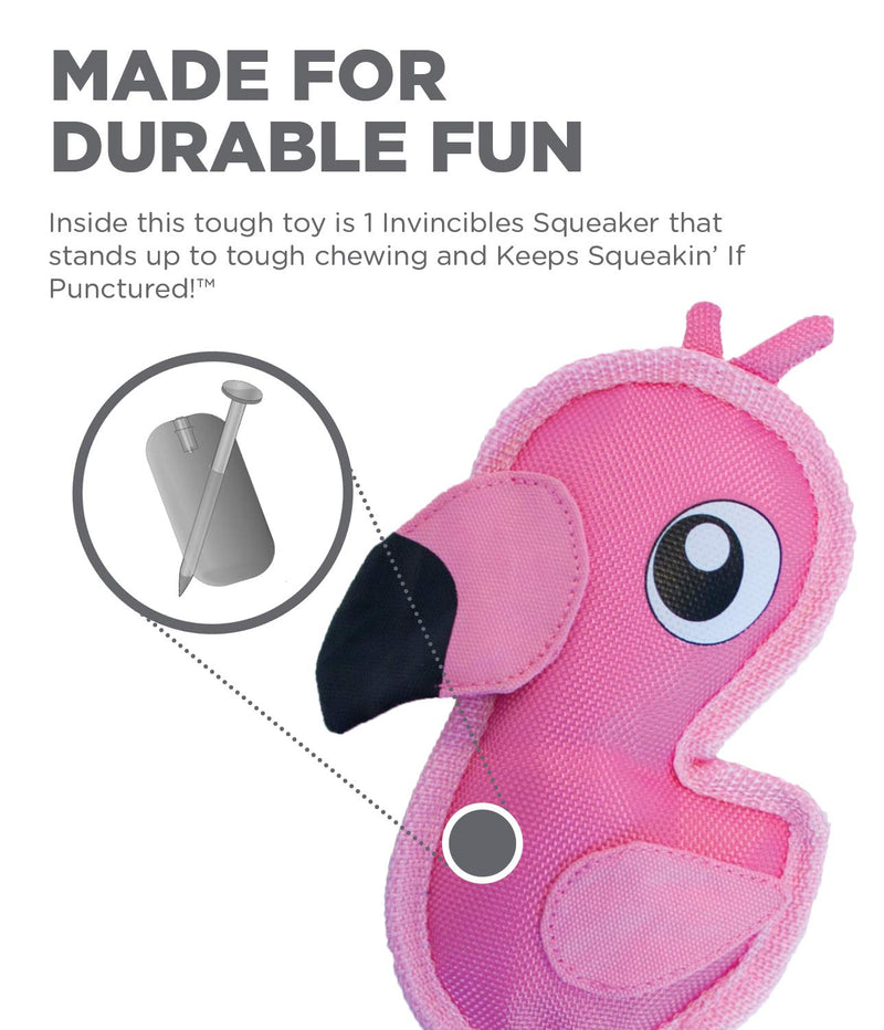 Outward Hound Fire Biterz Durable Tough Dog Toy Made with Firehose Material Small Flamingo - PawsPlanet Australia