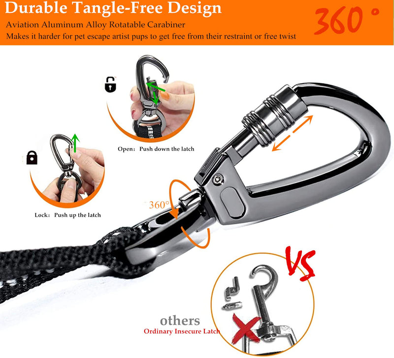 Dog Seat Belt,Adjustable Dog Seatbelt for Car,3 in 1 Dog Safety Belt Leash,Reflective Bungee Dog Car Seatbelt with Hook& Buckle, Dog Car Seat Belt with Aviation Zinc Alloy Rotatable Carabiner - PawsPlanet Australia