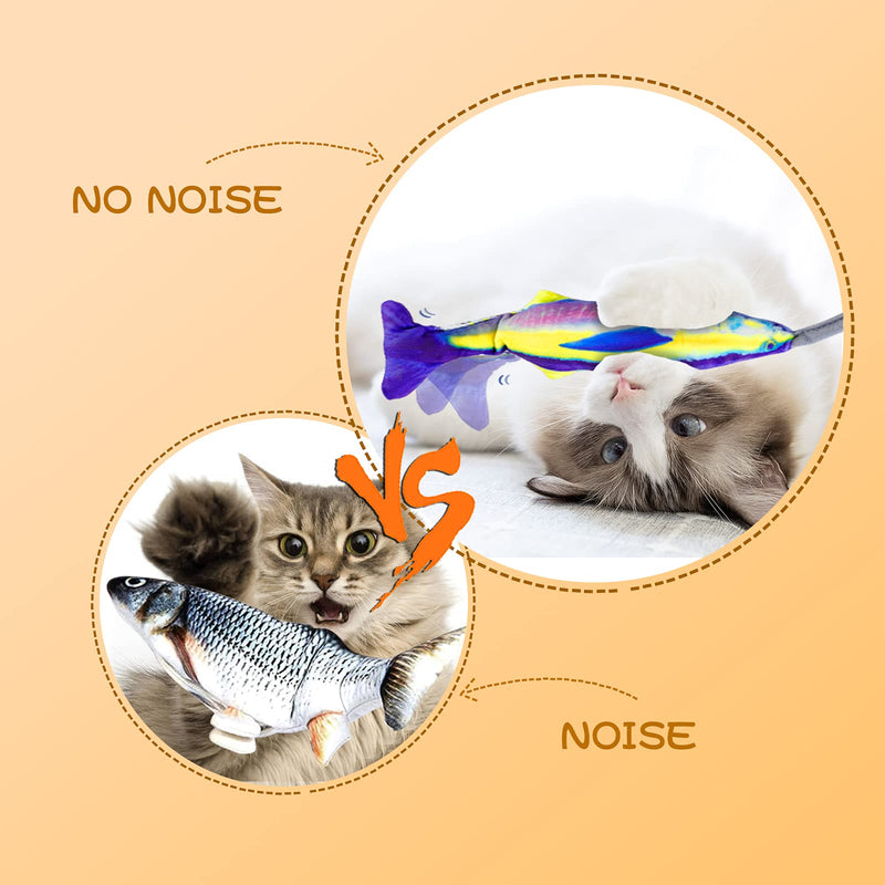 COVERTSAFE Floppy Fish Cat Toy for Indoor Cats【2021 Newest】 Interactive Catnip Toy Realistic Manual Airbag Wiggle Fish Cat Pillow Chew Kicker Toy with Bell for Cat Kitten, No Noise, Funny, Washable - PawsPlanet Australia