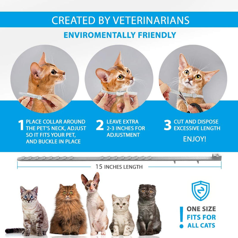 Flea Collar for Cats and Kittens, Flea and Tick Prevention for Cats, Natural Cat Flea Collar 8 Month Protection Fits All Cats, Random Design 2 Pack - PawsPlanet Australia