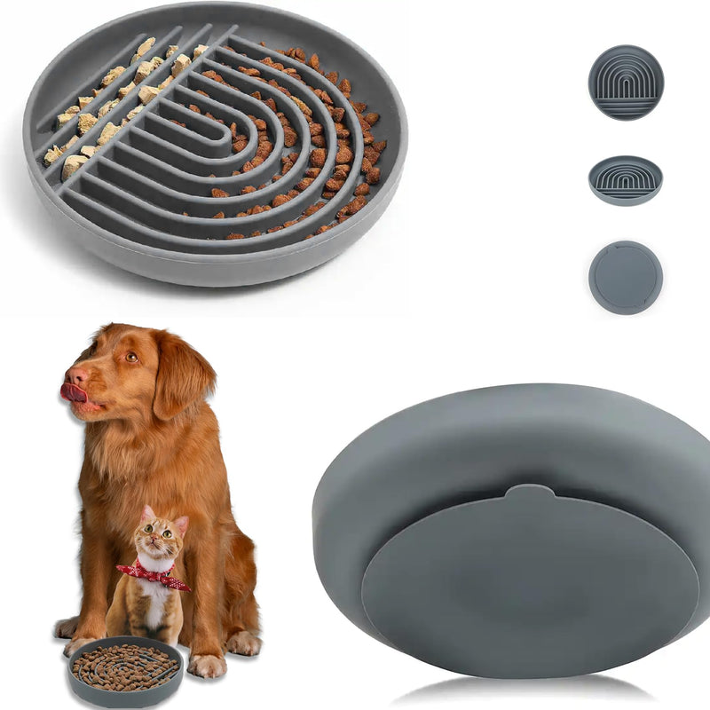 Silicone Slow Feeder Dog and Cat Bowl | Pet Slow Food Bowl | All Breed Sizes | Promote Healthy Digestion | Silicone Puzzle Slow Feeder Bowl | Safe Pet Slow Eating | Non-Slip - PawsPlanet Australia