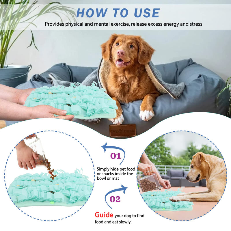 GEMWON Snuffle Mat - Suitable for Large and Small Dogs Food Feeding Mat (Anti-Slip & Button Splicing), Premium Pet Interactive and Stress-Relieving Toy BLUE - PawsPlanet Australia