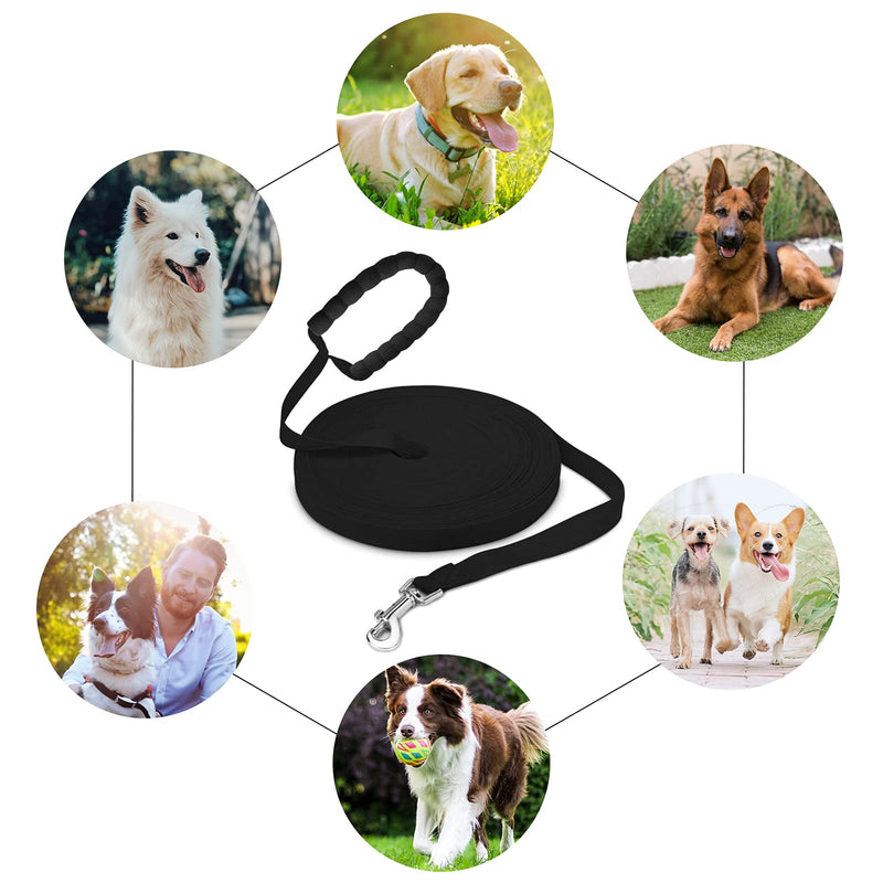 Training Lead for Dogs 5m, Long Nylon Training Recall Dog Leash with Soft Padded Handle for Large, Medium and Small Dogs,Pet Tracking Training Obedience Black (5M/16FT) 5M/16FT - PawsPlanet Australia