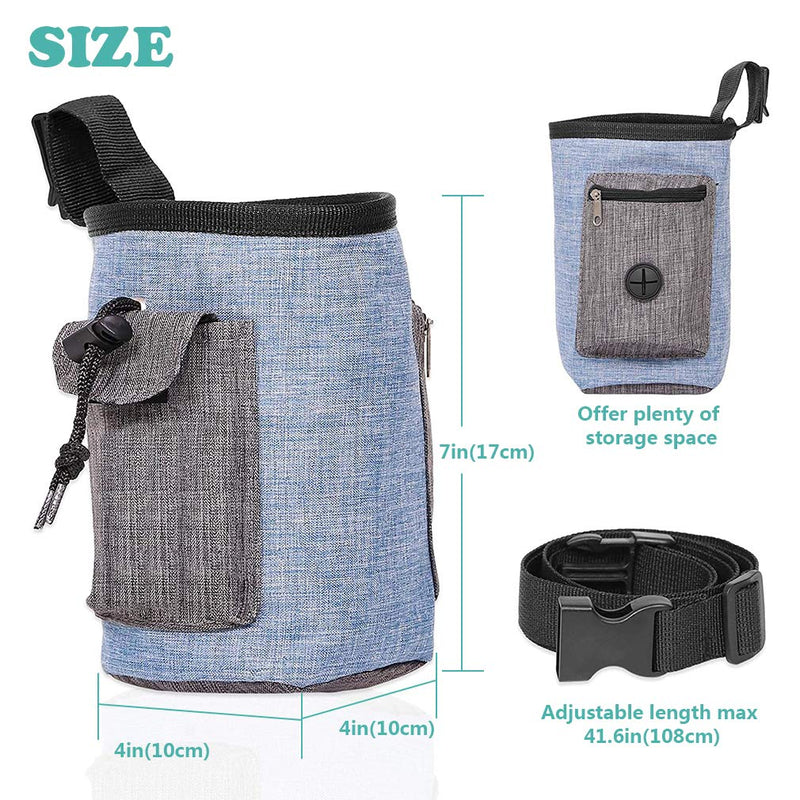 minghaoyuan Dog Treat Pouch Bag, Portable Pet Training Pouch Hands-Free with Adjustable Waistband, Dog Food Storage Bag for Walking Travelling Hiking or Outdoor Use (Blue) Blue - PawsPlanet Australia