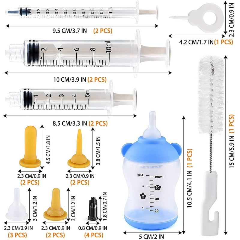 winbarry Puppy Syringe Feeder,Puppy Feeding Bottles,Pet Syringe Original Nipple with Syringe,Best Suited for Small Mammals Neonates Week Old Kittens Puppy Feeding Kit - 21 Pack - PawsPlanet Australia