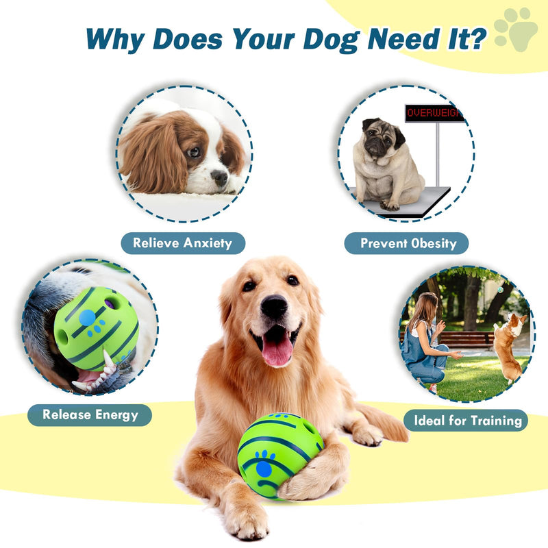 JIZZU Dog Ball Dog Toy Ball, Giggle Ball, Interactive Ball, Dog Ball Tough Dog Toys, Interactive Dog Balls, Indestructible Squeaky Ball for Dogs - PawsPlanet Australia