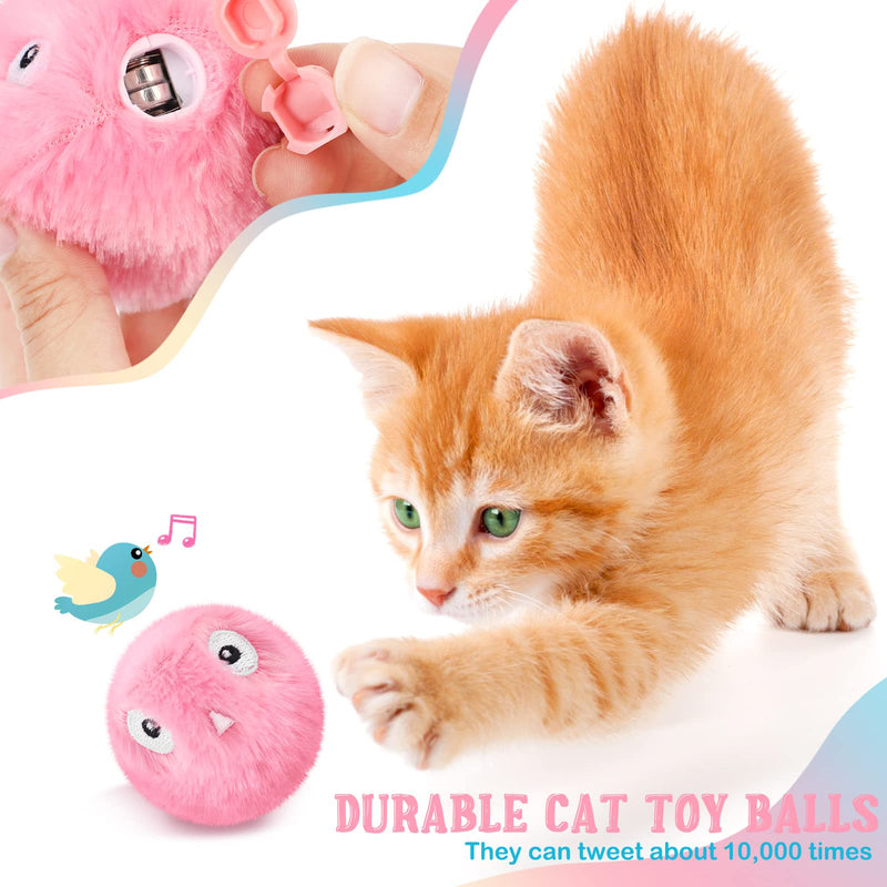 6 Pcs Cat Toy Balls Fluffy Plush Chirping Balls Interactive Cat Balls Toys Lifelike Animal Chirping Sound Balls Bird Frog Cricket for Cat Kitty Kitten Catnip Toys Indoor, 2 Styles - PawsPlanet Australia