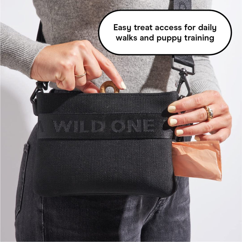 Wild One, Treat Pouch, Made from Recycled Knit, The Perfect Accessory for Dog Training Black - PawsPlanet Australia