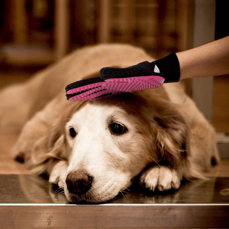 [Australia] - VIZPET Pet Grooming Glove - Dog Brush Deshedding Glove Pet Hair Remover Pet Mitt Massage Tool for Dogs,Cats,Small Animals Pink 