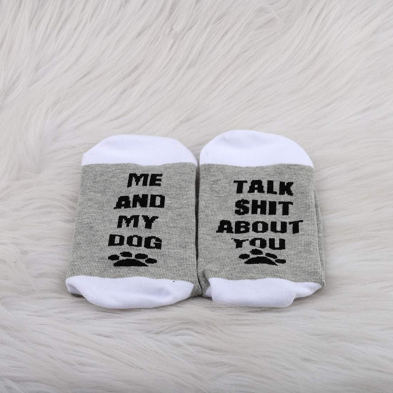 [Australia] - LEVLO Funny Dog Mom Gift for Dog Lover Me and My Dog Talk Shit About You Socks Funny Dog Saying Gift for Dog Mama 2 Pairs/Set 