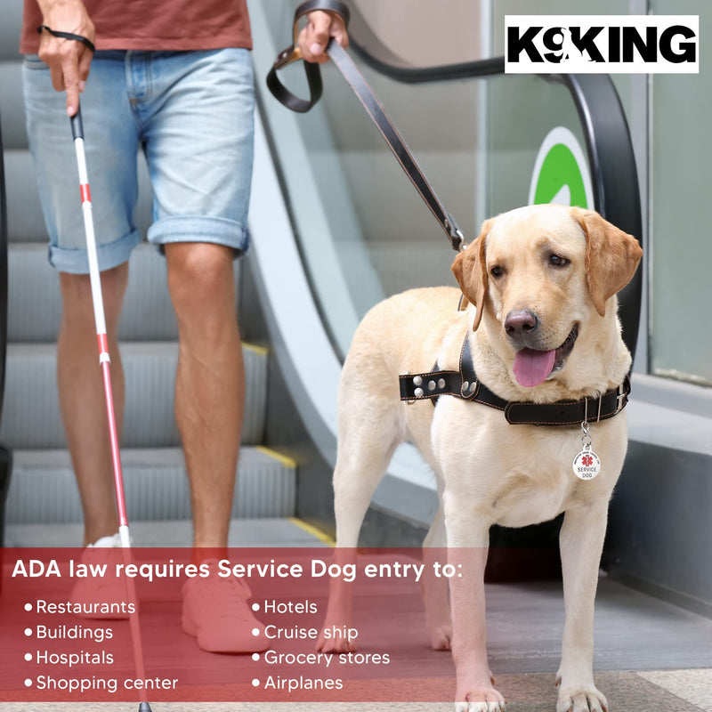 K9King Service Dog Tag Double Sided Federal Protection with Red Medical Alert Symbol Pet ID Tags Easily Attach to Collar Harness Vest Dog Service Tag Small Breeds - 0.999" Inch Diameter - PawsPlanet Australia
