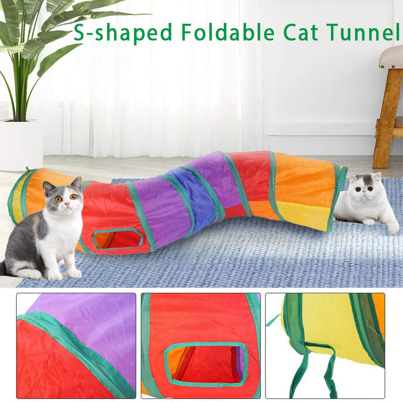 ACEONE Cat Tunnel for Indoor Cats, Pet Play Tunnel and Tube Toy, Cat Collapsible Interactive S-Tunnel for Kitten Rabbit Puppy Ferret Tunnel only - PawsPlanet Australia