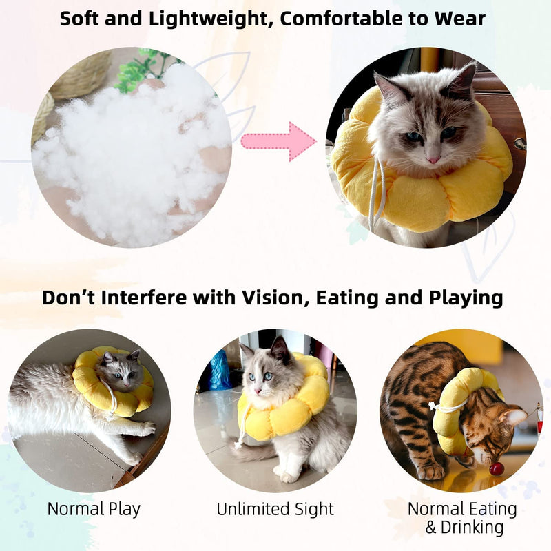 IOSPKKIO® Cat Neck Brace, Adjustable Neck Brace Cat Collar for Cats Small Dogs After Surgery, Soft Sunflower Cat Recovery Collar Cone, M - PawsPlanet Australia