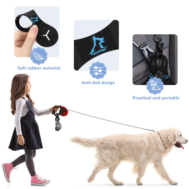 [Australia] - PuppyDoggy Dog Poop Bag Holder for Leash Black Waste Bag Carrier Holder for Leash Dispenser Accessory Bicycle 2 Pack 