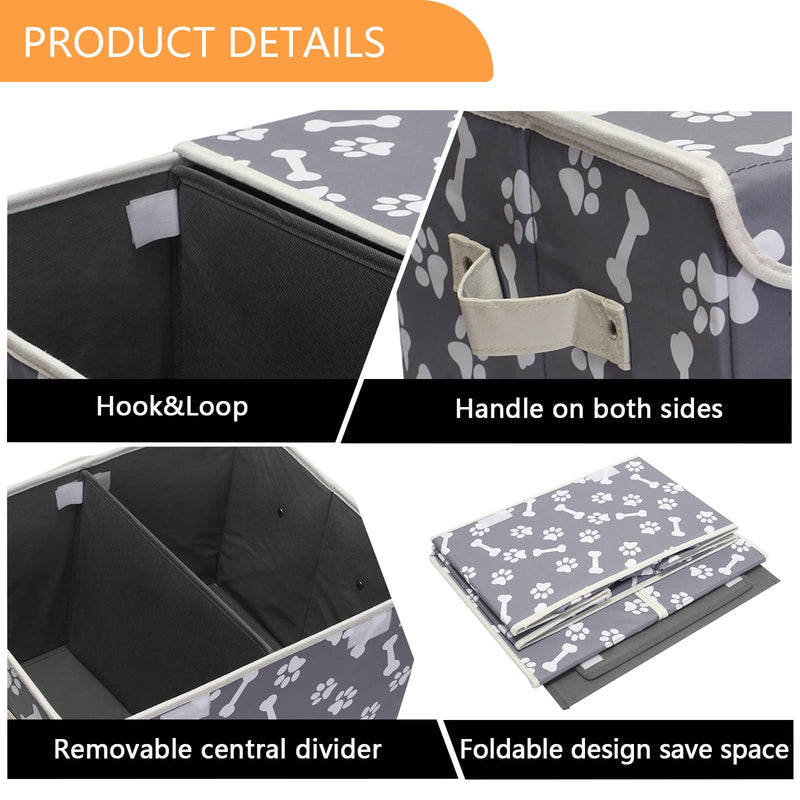 Morezi Large Dog Toy Storage Box with Lid Basket Organizer - Perfect Collapsible Bin for Living Room, Playroom, Closet, Home Organization Bone Paw - PawsPlanet Australia