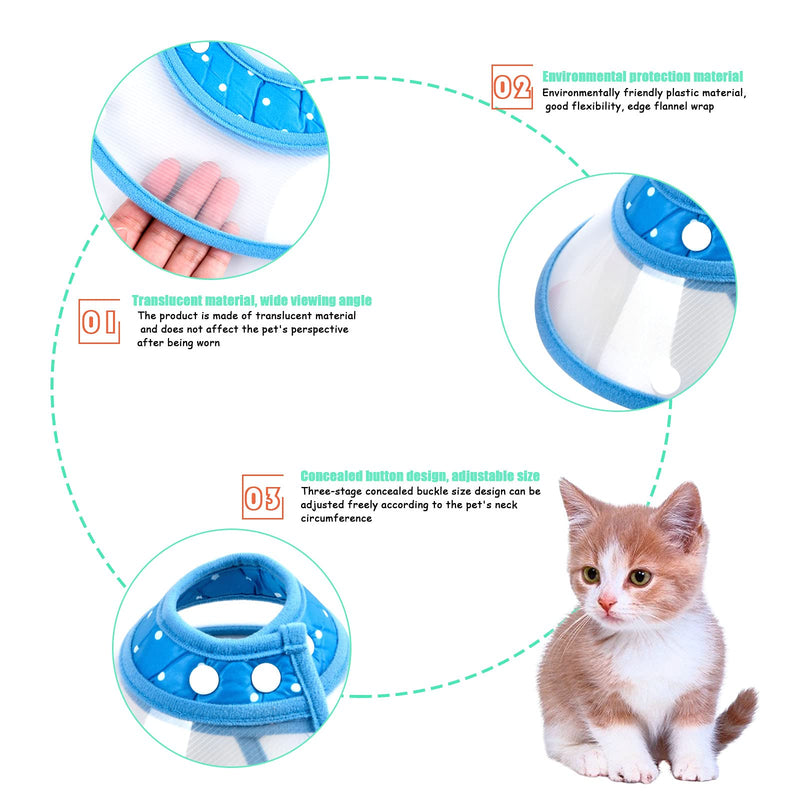 Neck Brace for Pets Protective Collar Cone Collars Soft Cat Protective Collar Neck Brace Anti Bite Cat Recovery Collar Adjustable Plastic for Puppies Small Dogs Kittens, 1-2kg Blue - PawsPlanet Australia