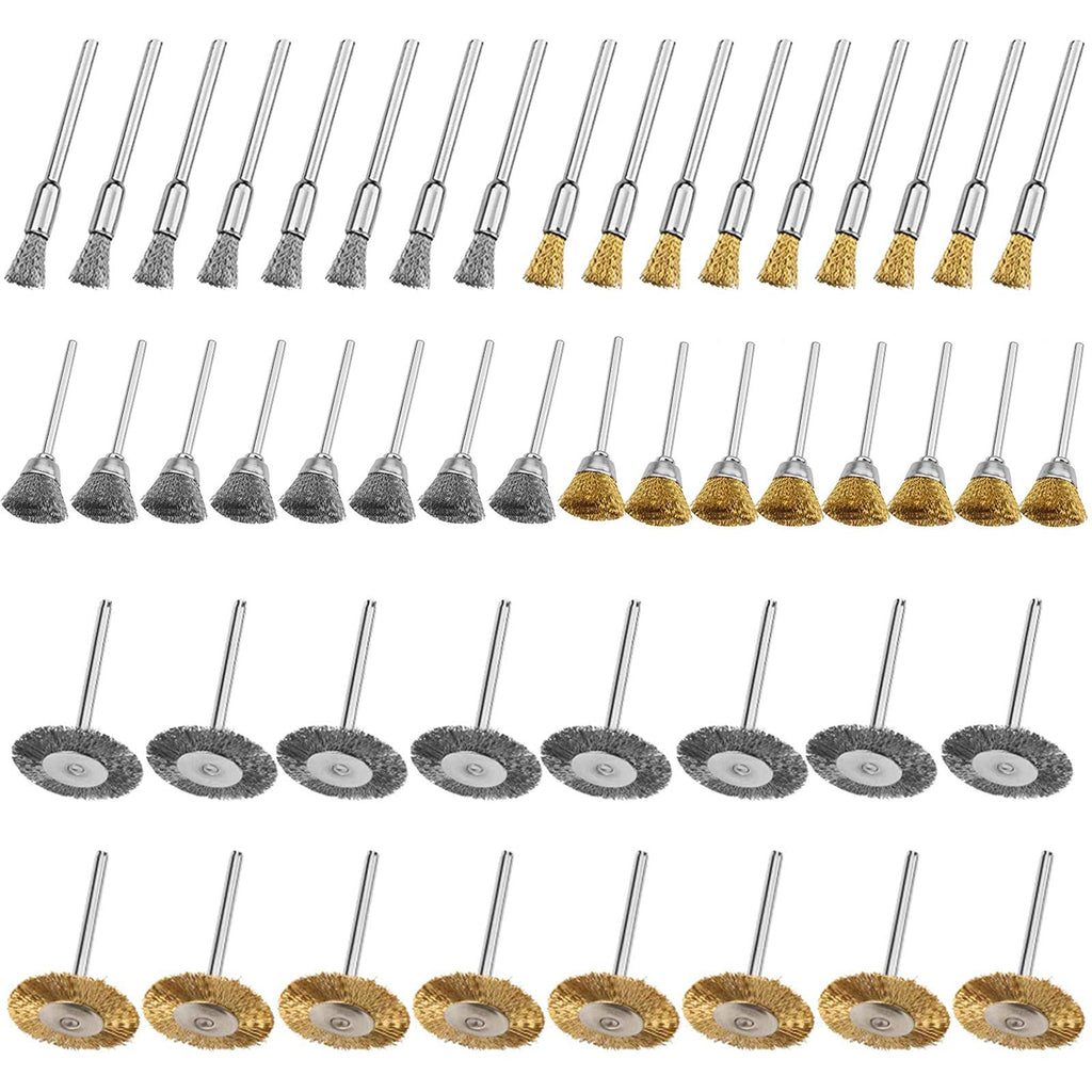 Wire brushes 48 pieces brass brushes steel wire brush disc brush set 3 mm polishing cleaning rotary tool rotary tools for cleaning and grinding work - PawsPlanet Australia