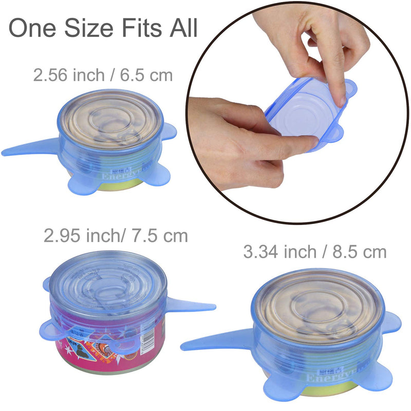 SLSON 6 Pack Pet Food Can Cover 1 Fit All Universal Stretchable Silicone Cat Can Lids for Dogs and Cats Canned Food Covers, Blue - PawsPlanet Australia