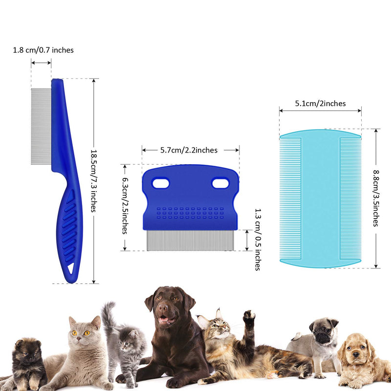 6 Pieces Pet Lice Combs Dog Grooming Flea Comb Cat Tear Stain Comb for Removal Dandruff, Hair Stain, Nit (Pink, Light Blue, Dark Blue, Yellow) - PawsPlanet Australia