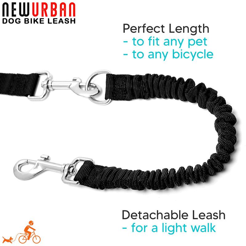 NEWURBAN - Dog Leash - Easy Installation Removal - Hands Free Dog Bike - Training Leash - for Training - Jogging - Cycling and Outdoor - Safe with Pets Steel and Black Handle - PawsPlanet Australia